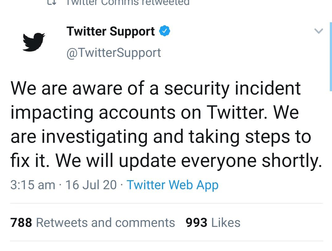 Twitter support twitted the moment everything happened